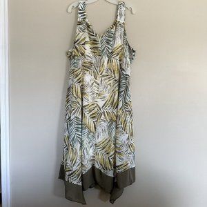 Summer tropical dress white green size 3X